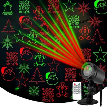 Noel lazer projektör ışıkları Açık 12 desenler LED projeksiyon ışığı Kırmızı Yeşil Yıldız Gösterisi Peyzaj Projektör Spot