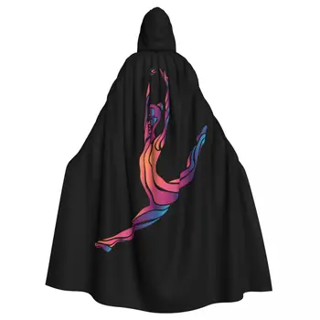 Unisex Yetişkin Soyut Jimnastik Kız Sanat Pelerin Hood ile Uzun Cadı Kostüm Cosplay
