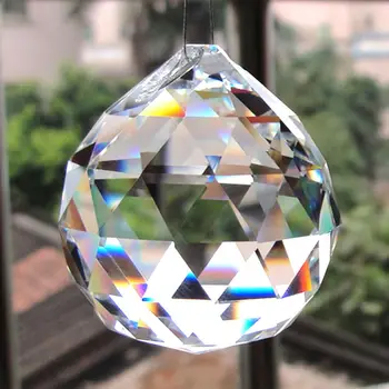 1 adet Prizma Kristal Top 20/30/40mm Güneş Catcher cam küre Avizeler Dıy Kristal Asmak Kolye Parlayan Düğün Dekor