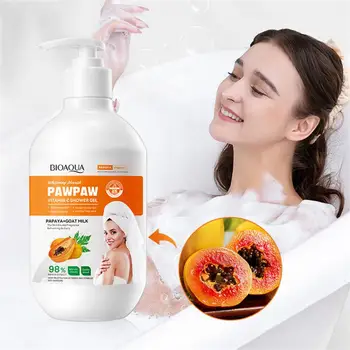 BIOAOUA Papaya Duş Jelleri C Vitamini Parlatıcı Beyaz Nemlendirici Temizlik Peeling Vücut Temizleyiciler Sabun Vücut Yıkama Ürünleri
