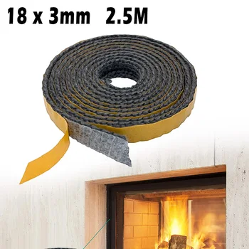 2.5 M Siyah Düz Soba Halat Kendinden Yapışkanlı Cam Baca Kapısı Soba Şömine Sızdırmazlık Bandı Yedek Conta Kablosu 18x3mm