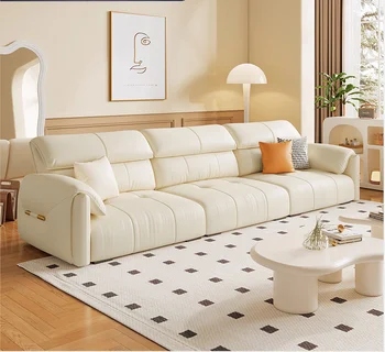 Işık lüks teknoloji kumaş kanepe, basit modern oturma odası küçük birim krem tarzı kanepe, fil kulak lateks kanepe