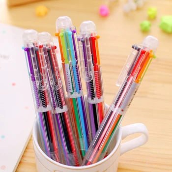 Yaratıcı 6 renkli Şeffaf Tükenmez Kalem Öğrenciler El Hesabı ile Çok renkli Tükenmez Kalem Basit Ofis Yazma İşaretleyici