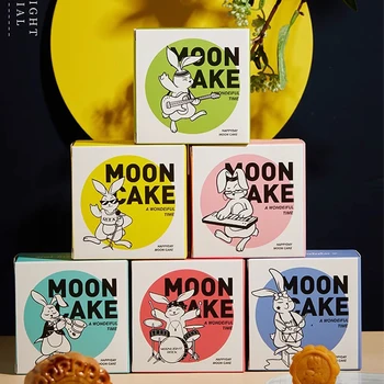 50 Adet/takım 2023 Mooncake kutusu kağıt Hediye saplı çanta Pasta / Yumurta Sarısı Kutusu sonbahar Ortası Festivali Kapı Hediye Paketleme