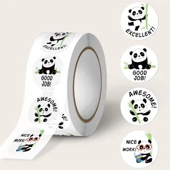 500 Adet 2.5 cm Sevimli Hayvan Panda Etiket etiket rulosu Zarf İçin Teşvik Övgü Ödül Öğrenci İş Kırtasiye Mühür Etiket