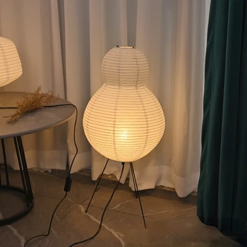 Yoshihiro Noguchi Zemin Lambası Japon Basit Pirinç Kağıt Fener Ev Çayevi Çalışma Atmosferi Dikey Lamba Kağıt Zemin Lambası