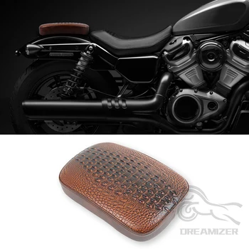 Motosiklet Arka Çamurluk Solo klozet kapağı Timsah Deri Tarzı Pillion Pad Kahverengi Koltuk 8 Vantuz Korumak için Harley