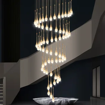 Iskandinav Lüks Kristal LED Merdiven Avizeler Otel Salonu Lobi Oturma Odası Dekor Asılı sarkıt aydınlatma Sanat Armatür Parlaklık