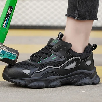 Kadın Anti-smash anti-delinme Güvenlik Ayakkabıları Platformu Sneakers Erkekler Kadınlar İçin iş ayakkabısı Güvenlik Koruyucu Botlar Artı Boyutu 34-46