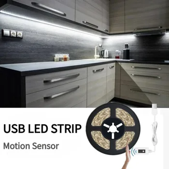 1 - 5M DC 5V USB hareket sensörlü LED ışık Şerit El Süpürme Sallayarak kapalı TV arkaplan ışığı Odası Mutfak Dolabı Dolap şerit lamba