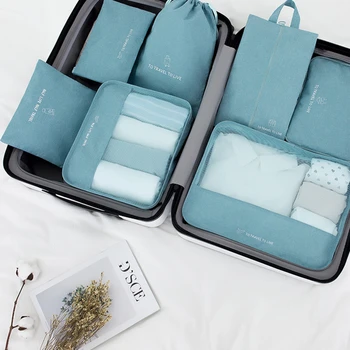 7 Adet / takım Su Geçirmez saklama çantası s Seyahat Çantaları Giysi Bagaj Organizatör Yorgan Battaniye saklama çantası Bavul Kılıfı Ambalaj Küp Çanta
