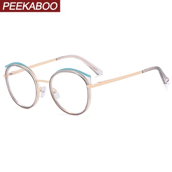Peekaboo TR90 yuvarlak gözlük kadın mavi ışık filtresi ultralight yarım metal kedi göz gözlük çerçeve kadınlar şeffaf lens yüksek kalite