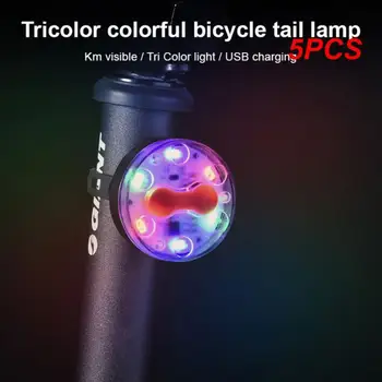 5 ADET Renkli Kuyruk Lambası sürüş donanımları uyarı led'i ışık Bisiklet Su Geçirmez 4 Modları Lamba USB şarj edilebilir Bisiklet Arka
