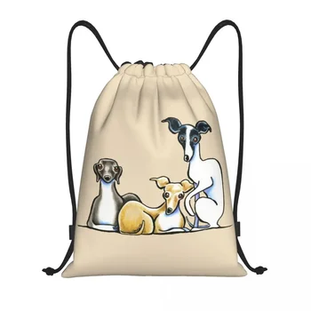 Italyan Greyhound Trio büzgülü sırt çantası Spor spor çanta Erkekler Kadınlar için Sevimli Whippet Sighthound Köpek Eğitim Sırt Çantası