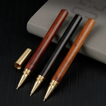 Metal İmza Kalem Pirinç Tükenmez kalem metal kapak Tükenmez Kalem Vintage Ahşap Gövde Tükenmez Kalem Kırtasiye Okul İş Malzemeleri