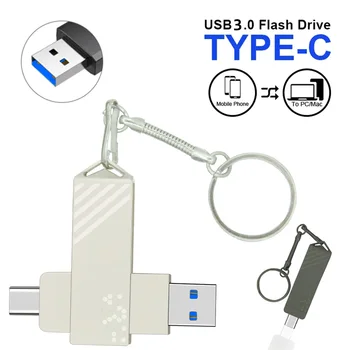 Metal USB 3.0 Flash Sürücü OTG Tipi C Kalem Sürücü 32 GB 64 GB 128 GB 256 GB USB Sopa 2 in 1 Yüksek Hızlı Pendrive SmartPhone için