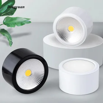 Hiçbir açılış kısılabilir yüzeye monte LED Downlights5W7W9W12W15W18W cob spot ışığı yüksek güç tavan lambası mutfak ve banyo için