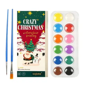 Noel Suluboya Boyama Kitapları Cep Mini Sanat Kitabı Çizim Ve Boyama Pigmentler Ve Boyama Fırçası Noel Oyuncak
