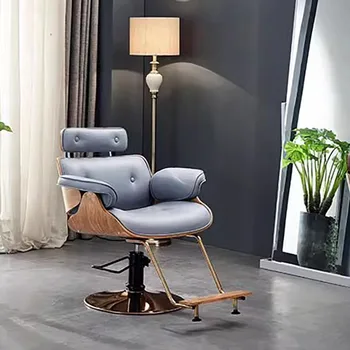 Tasarlanmış Salon Güzellik berber koltuğu Lüks Bacak Istirahat Ayarlanabilir Profesyonel Sandalye Minimalist Yastık Döner Cadeira Mobilya