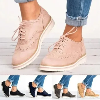 Kadın Flats Ayakkabı Oxfords Cut-Çıkışları Lace Up platform ayakkabılar Pu Deri Bayan kaymaz Ayakkabı Nefes Kadın Ayakkabı