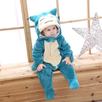 Pokemon Bebek Giysileri Erkek Kız Romper bebek tulumu Snorlax Cosplay Ropa Bebe Bodysuits Bebek Takım Elbise Kış Yumuşak Kıyafet Genel