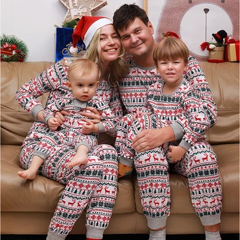 2022 Aile Noel Eşleşen Pijama Seti Noel Yetişkin Çocuklar Anne Ve Kızı Baba Oğul Pijama Bebek Aile Bak Kıyafetler