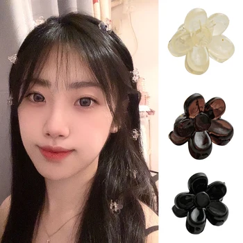 Tatlı Çiçek Şekli Saç Pençe Mini saç tokası Kadınlar İçin Kore Tokalar Şeffaf Karamel Rengi Küçük saç tokası s saç aksesuarları