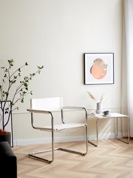 Orta Çağ Bauhaus Paslanmaz Çelik Sandalye Tasarımcı Ofis Boş Sandalye Yemek Sandalyesi Çalışma Nordic