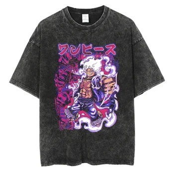 Harajuku streetwear tişört TEK PARÇA Anime Grafik Baskı T Shirt Yaz Pamuk Casual Gömlek Erkekler Hip Hop Kısa Kollu Tees Tops