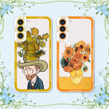 Van Gogh Ayçiçeği Sanat telefon Kılıfı İçin Samsung Galaxy S23 S22 S10 Artı S21 S20 Fe Not 20 Ultra 10 Artı Lite A04E A04 Kapak